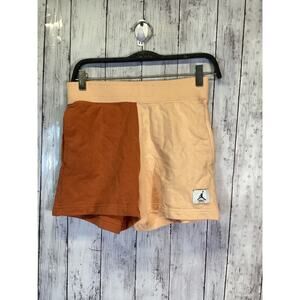 Jordan Women’s Loose Fit Colorblock Fleece Shorts – Peach/Rust (Small)
